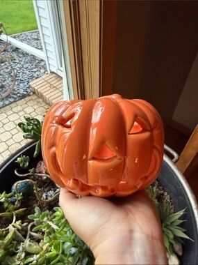 Vtg Haeger USA Ceramic Jack-O'-Lantern Pumpkin Planter